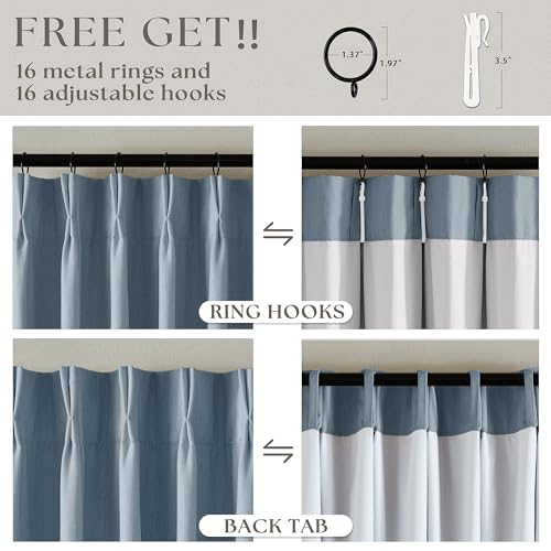Dusty Blue 100% Blackout Linen 108 Inch Curtains for Bedroom Pinch Pleated by TWODRAPES - Used condition - Image 6