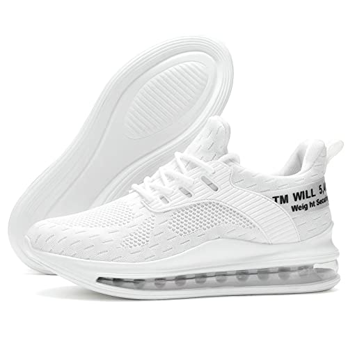 Kapsen Mens Running Shoes Air Cushion Tennis Walking Sneakers Casual Sport Gym Jogging Fashion Breathable Comfort Basketball Shoes White #TOP3