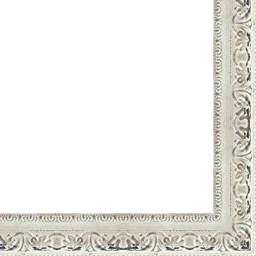 CountryArtHouse Picture Frame Moulding (Wood) 100ft bundle - Distressed/Aged White Washed Finish - 4" width - 7/16" rabbet depth