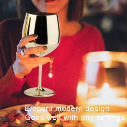 Arora Taça de vinho de aço inoxidável 510 g - Conjunto de 2 ouro - 9 cm P x 21 cm A (851029)