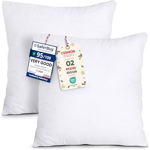 Utopia Bedding Cushion Inserts (Pack of 2) â€“ 45x45 cm