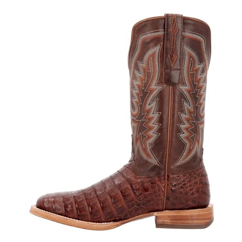 Durango® Men's PRCA Collection Caiman Belly Western Boot, Cognac And Cigar, Size 7.5(M)3