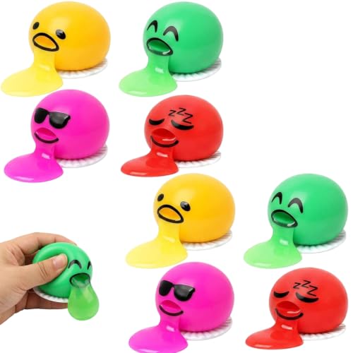 XLTXWD 8PCS Puking Ball Vibrant Colour Assortment with Red Purple Yellow and Green Designs Compact Size for Easy Storage