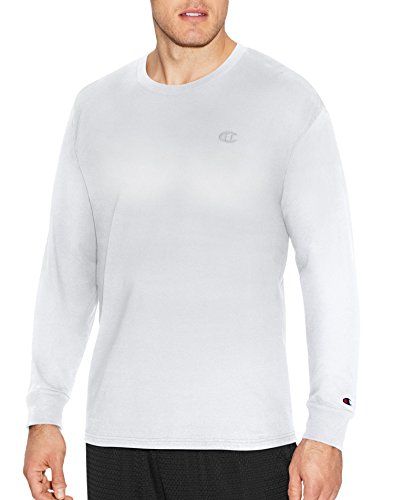 Champion Men s Classic Jersey Long-Sleeve Tee, White, M