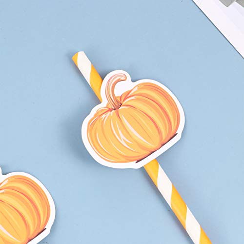 Canudos de papel de Halloween Hemoton 80 peças de canudos de papel de abóbora, canudos de decoração