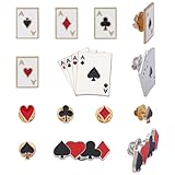 AHANDMAKER 10 piezas de tarjetas de juego esmalte pin de solapa póquer trajes de cartas de aleación corazón de picas A y as patrón de cuello broche para mochila ropa decoraciones