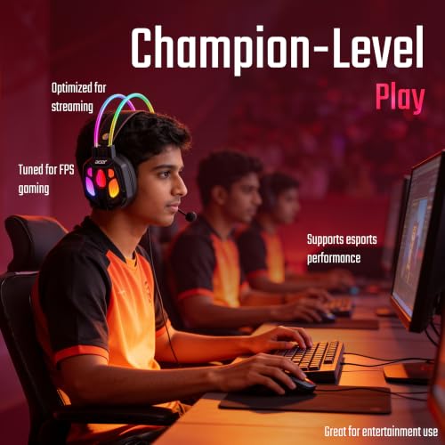 Image of Acer Nitro Phantom HX5 Wired Gaming Headset | Virtual 7.1 Surround Sound | 50mm Dynamic Drivers | RGB Lighting | Noise Reduction Mic | USB Gaming Headphones for PC, Laptop with Deep Bass Audio