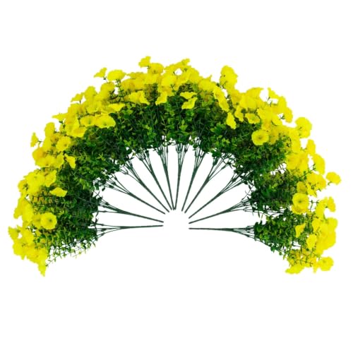 Nearly Natural 14in. UV Resistant Artificial Morning Glory Bush (Indoor/Outdoor) - Set of 12