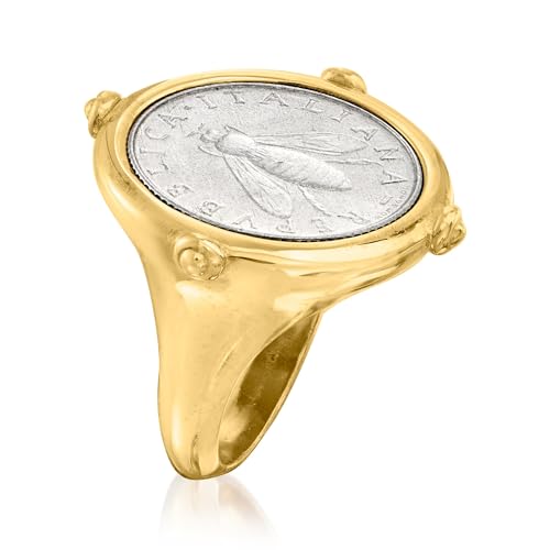 Ross-Simons Italian 18kt Gold Over Sterling Genuine 2-Lira Bumblebee Coin Ring3