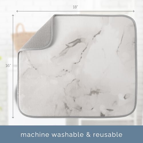 Image of S&T INC. Dish Drying Mat, 16 inch x 18 inch, Absorbent Microfiber Kitchen Counter Mat, Dish Drying Pad for Dishes, Utensils, Pots and Pans, Large, Grey Stone