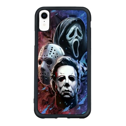 qizjio Horror Phone Case Shockproof Protective Scary Movie Scream Phone Case for iPhone XR Ghost Face Pattern Case