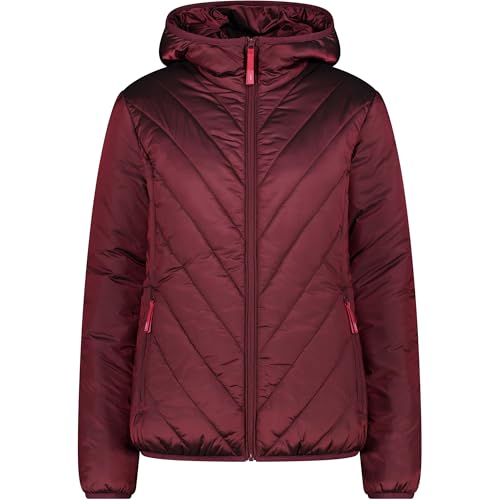 Water Repellent CMP - Giacca da donna in nylon con cappuccio fisso, Dark Cherry, 44