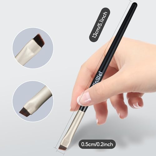 FelinWel 2 Pcs Angled Eyeliner and Eyebrow Brushes Set, Ultra Thin Slanted Flat Angle Precision Makeup Brush - Thumbnail 6