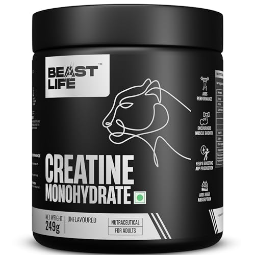 Image of BEASTLIFE Super Micronized Creatine Monohydrate 249g | 83 Servings Unflavoured Powder| NABL Lab Tested | Premium Sports Nutrition for Strength & Performance