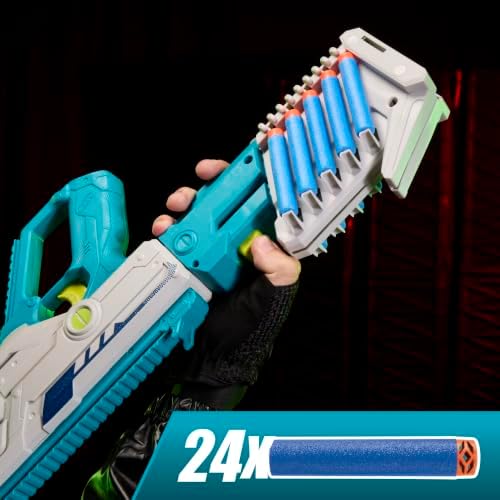 Nerf Rebel Ops Deadeye Blaster, 24 Nerf Elite Foam Darts, Shieldstock & Scope-Barrel Attachments, Kids Gift Toys, Ages 8+ - 4