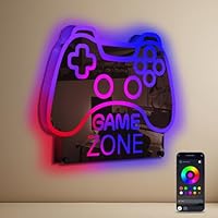 ineonlife Game Zone Controller Neon Sign Mirrored Colorful LED Lights for Gaming Room Decor Light Up Signs for Teen Boy Bedroom Decoration Best Gift for Kids 11.42 x 14.17 inches USB Powerd