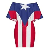 Women's Summer Casual Loose Dress Puerto Rico Flag Long Dress Short Sleeve for Womens Sling Skirts XL
