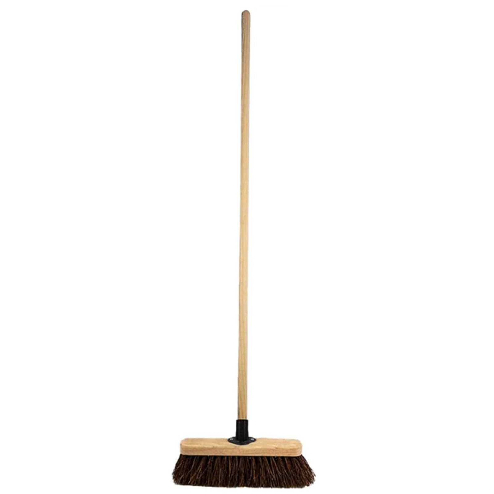 PNJB Coir Floor Broom with Wooden Handle, Long Handle Cleaning Broom, Strong Wooden Block, Indoor & Outdoor Use, Floors, Home, Kitchen, Balcony, Courtyard & Commercial Use, 1m (Pack of 1)