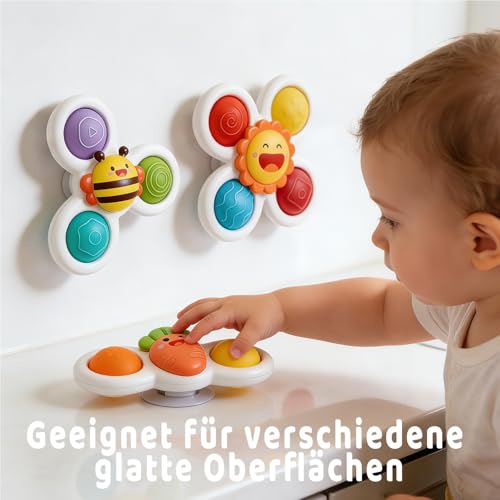YIQOGAME Sesnsorik Spielzeug für Babys ab 1 2 3 Jahre, Saugnapf Badewannen-Spielzeug im Montessori-Stil, Sicheres & Spaßiges Badespielzeug für Kleinkinder, Toddler ab 1 Jahr