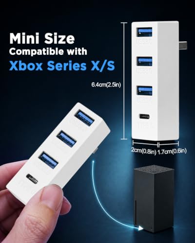 Image of JZW-Shop 4 Ports USB 3.0 Hub for Xbox Series S, 3 USB 3.0 and 1 Type C High Speed USB Hub Splitter Expansion Adapter Compatible with Xbox Series S Console