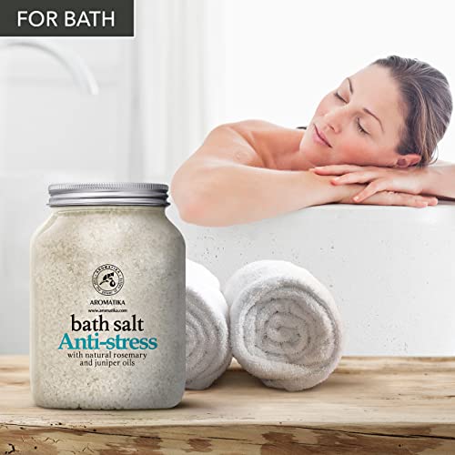 De-Stress Bath Salt 46 Oz - 100% Natural & Pure Salt Essential Oils Rosemary & Juniper - Best for Good Sleep - Relaxing - Calming - Body Care - Beauty - Aromatherapy - Stress Relief - Image 4