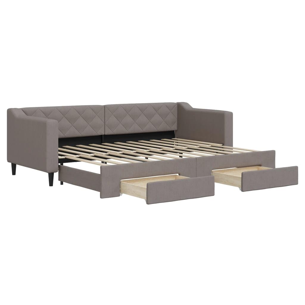 Divano Letto Estraibile Cassetti Grigio Scuro 80x200cm Tessuto