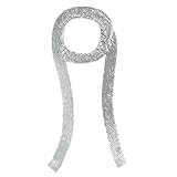 GHTIYLP Sequin Scarf for Women Skinny Scarves, Sparkle Sequins Tie for Women Accessory Party Cosplay Costume (Silver)