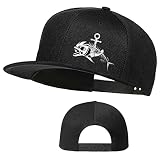 Tijeyi Anchor Fish Bones Snapback Hats for Men Funny Fish Skull Flat Bill Brim Baseball Cap Cool Bla