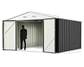 Greesum 10x10FT Outdoor Storage Shed Utility Tool Shed, Gray
