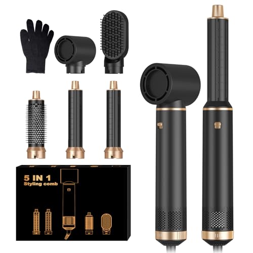 Image of 5 in 1 Hair Dryer Brush Set, Negative Ion Blow Dryer Brush Upgrade Hot Air Brush Air Styler Curling Wrap Air Curler, Curling Iron Hair Styling Tools As A Gift for Straight /Curl /Drying /Smoothing