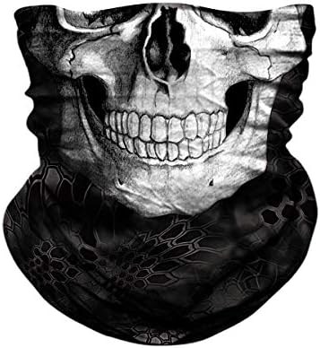 JOEYOUNG Skull Face Mask - UV Sun Mask Dust Wind Neck Gaiter, Half Face Mask for Motorcycle Riding Skeleton Bandana, Seamless Headwear Tube Mask for Fishing Hunting Cycling Men Women