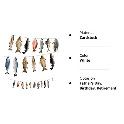 Gone Fishing String Hanging Banner For Birthday Welcome Home Vacation Family Reunion Bass Fishing Competition Freshwater Pond Outdoor Salt Water Tournament Retirement Barbecue Party Decoration (1 Line) #TOP6