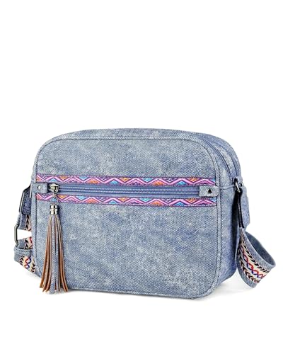 Image of FADEON Crossbody Bags for Women, RFID 4 Card Slots | Vegan Crossbody with Wide Strap, Double-Zipper & Anti-Theft, Fits Kindle & Essentials, Lightweight for Work & Travel