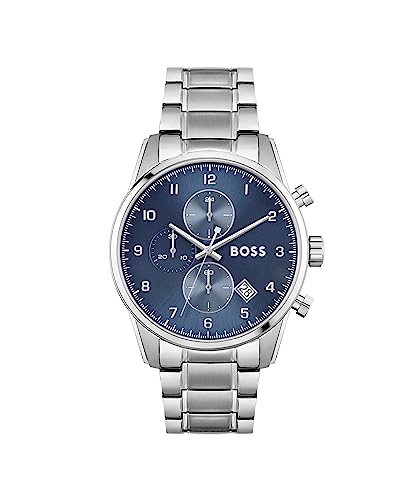 BOSS Montre Chronographe à Quartz pour Homme Collection SKYMASTER avec Bracelet en Acier Inoxydable Argenté - 1513784