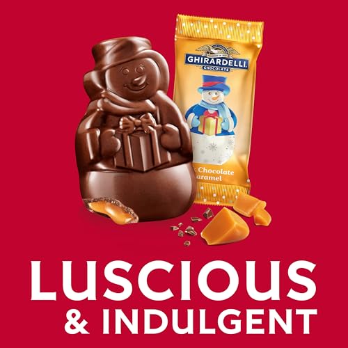 Image of GHIRARDELLI Milk Chocolate Caramel Snowmen, 5.8 oz Bag Premium Holiday Chocolate Candy Individually Wrapped