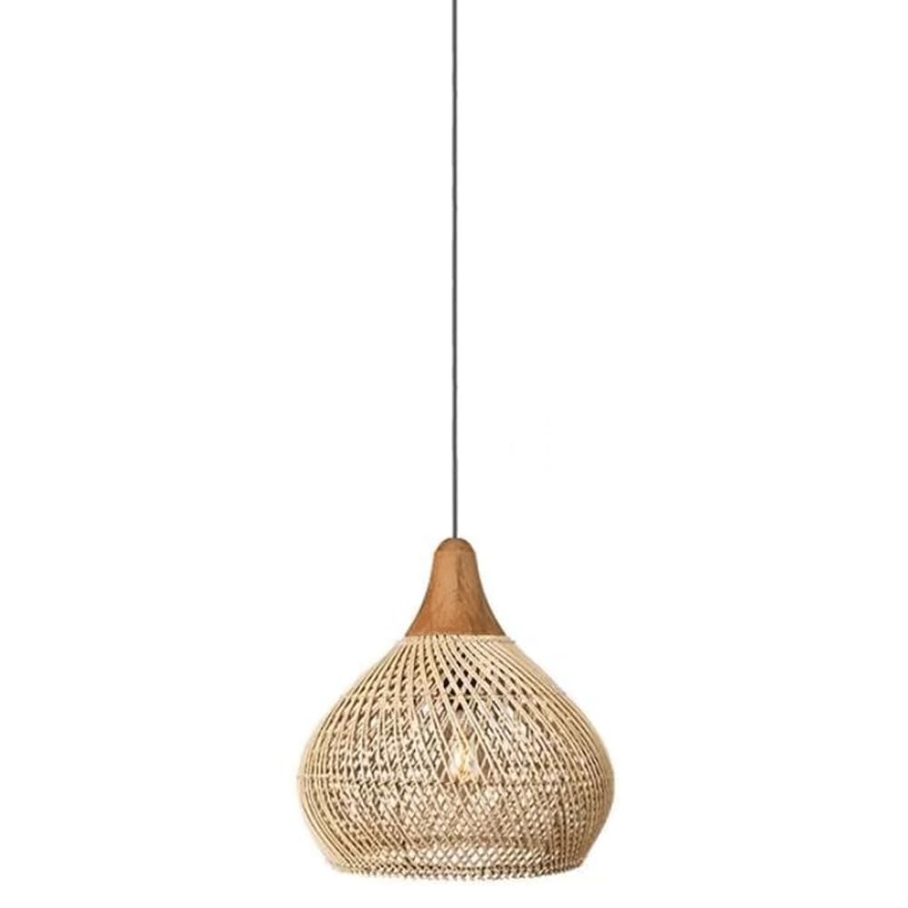 Suspension rotin fait main bohème : luminaire dôme pour style rétro