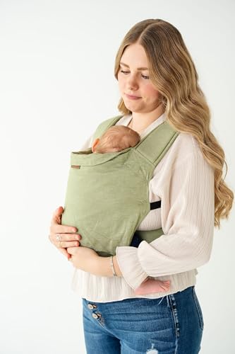 Image of Original Baby Carrier by Happy! - Newborn to Toddler Carrier - 50% Linen/50% Cotton - Ethically Made - Lightweight and Adjustable (Fern)