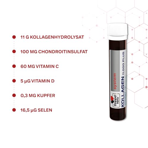 Doppelherz system KOLLAGEN 11.000 PLUS – Mit Nährstoffen, die zur Gesundheit des Bewegungsapparates und zum Zellschutz beitragen – 2x 30 Trinkfläschchen