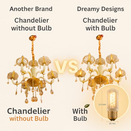 Image of DREAMY DESIGNS Italian Chandelier Antique Lights for Ceiling Contemporary Cream (S) Shape | Chandeliers for Living Room 6 LED Light Modern Jhumar for Hall, Home, Bedroom & Dining Room (Bulb Included)