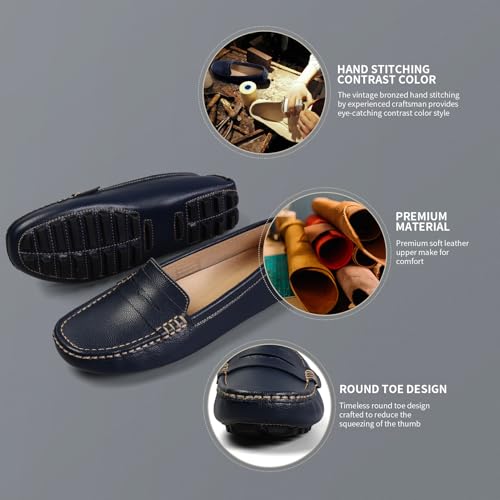 Artisure Women's Classic Comfort Leather Penny Loafers Casual Slip-Ons Lightweight Walking Flats Driving Mocs Boat Shoes - Image 4