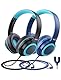 iClever Kinder Kopfhörer mit Sharing Splitter [2 Pack]- 85dBA Safe Volume Limited - HS22 Kopfhörer für Kinder mit Kabel, Tangle-Free Faltbar Stereo Kopfhörer für Schule/Tablet/Reisen, Blau&Schwarz