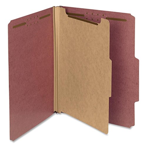 Smead 13724 Pressboard Classification Folder 1 Divider 2-Inch Exp. 2/5 Cut LTR Red 10/Box