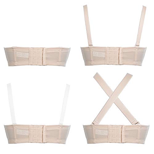 Ybcg Strapless Convertible Multiway Underwire Bra With Clear Strap For Women Beige 38Dd,38E #TOP1