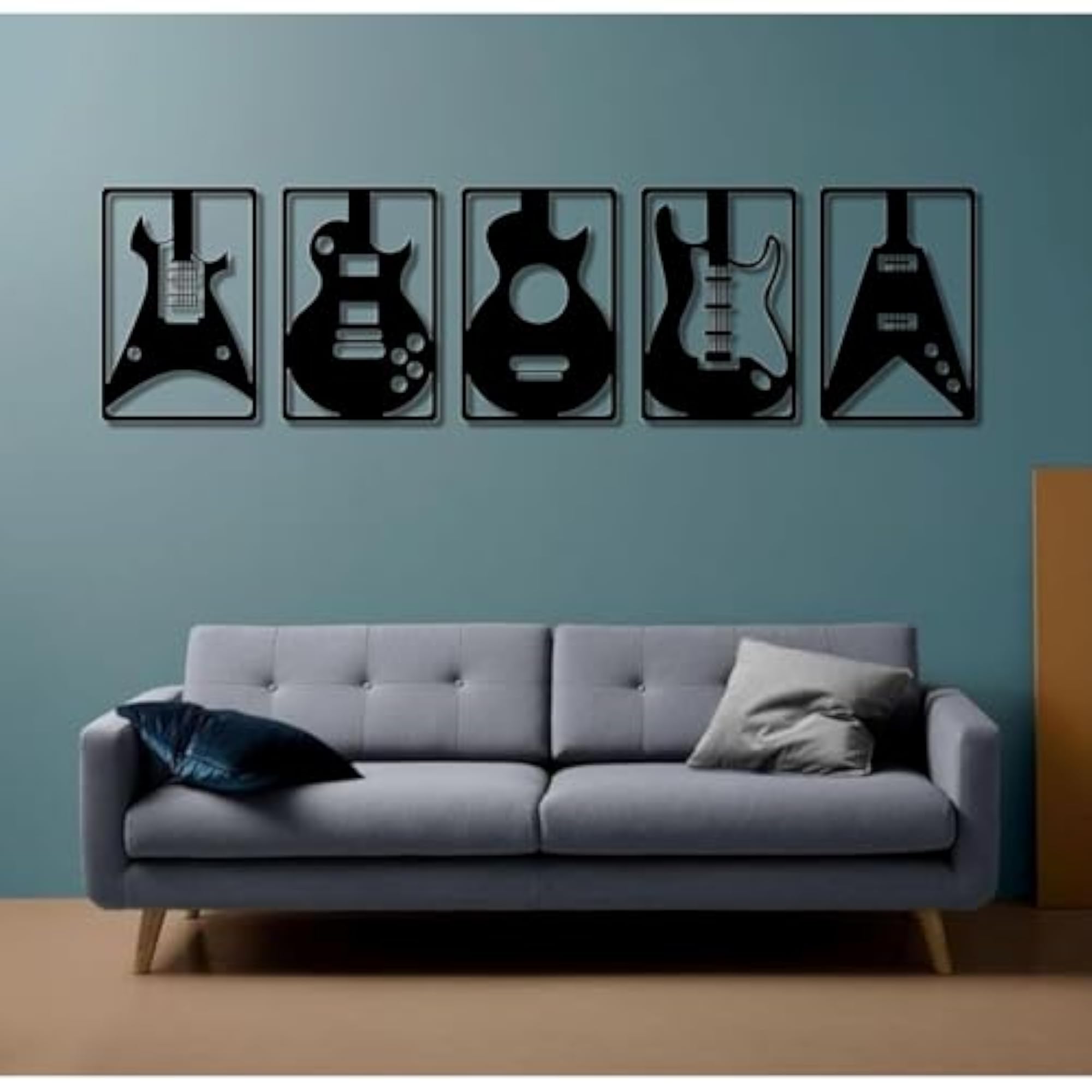 Wooden Wall Art Hanging, Black Designed Decor Sculptures
