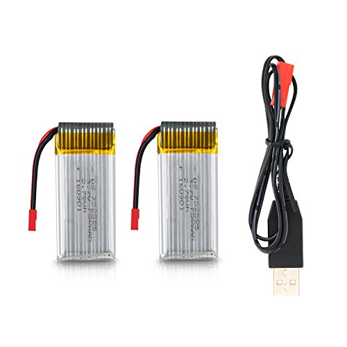 Potensic® 3.7V 750mAh Li-po Battery and USB Charger for 181W 181C 181H 181WH 181DH Quadcopter Drone (2 Pcs)