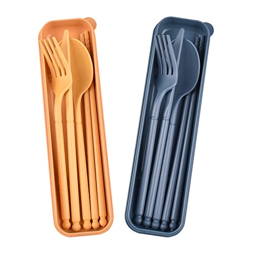 Travel Utensils with Case, Camping Reusable Utensils Set with Case