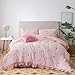 A Nice Night Rainbow Stripes & Bows Bedding Set,Ruffle 6 Piece Bed in a Bag Matching Sheet Set,Princess Style Chic Bow Printed,Light Pink Room Decor for Girls,Twin