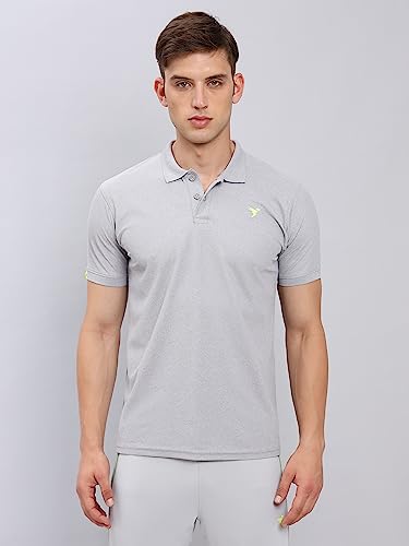 Image of TECHNOSPORT Men's Polyester Slim Fit Self-Design Short Sleeve Polo Matpiq T-Shirt with Anti Microbial, Techno Dry for Regular and Casual Use