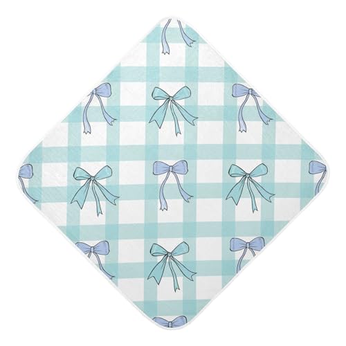 Msyxl Blue Striped Bows Hooded Towel - Ultra Soft & Absorbent Muslin Cotton Bath Towel for Babies, Toddlers, Newborn - Boys & Girls Essential 35