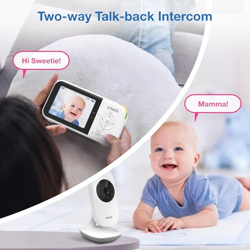 Image of VTech VM819 Baby Monitor + BC8211 Myla the Monkey Bundle - Non-WiFi Video Monitor with 19Hr Battery, 1000ft Range & Portable Soother with Night Light & Stroller Attachment